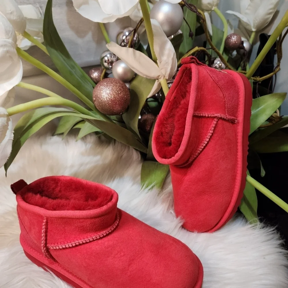 Ugg Classic Ultra Mini Big Little kid red boots New